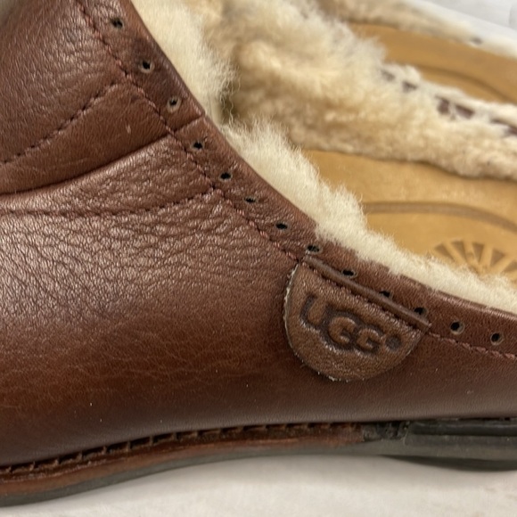 UGG Langford Brown Leather Shearling LIned Mule - Picture 7 of 14